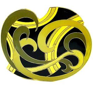 Retro Charmant Women's Belt Buckle 70s Abstract Design Black & Gold & Olive
